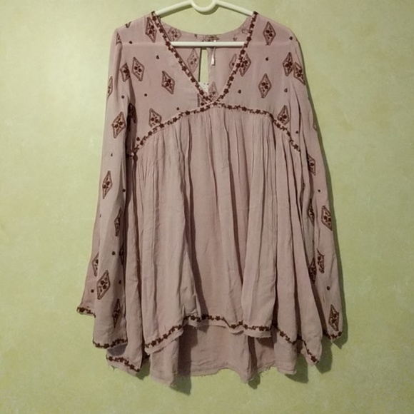 Free People Diamond Embroidered Top Tunic Blouse - Picture 4 of 4